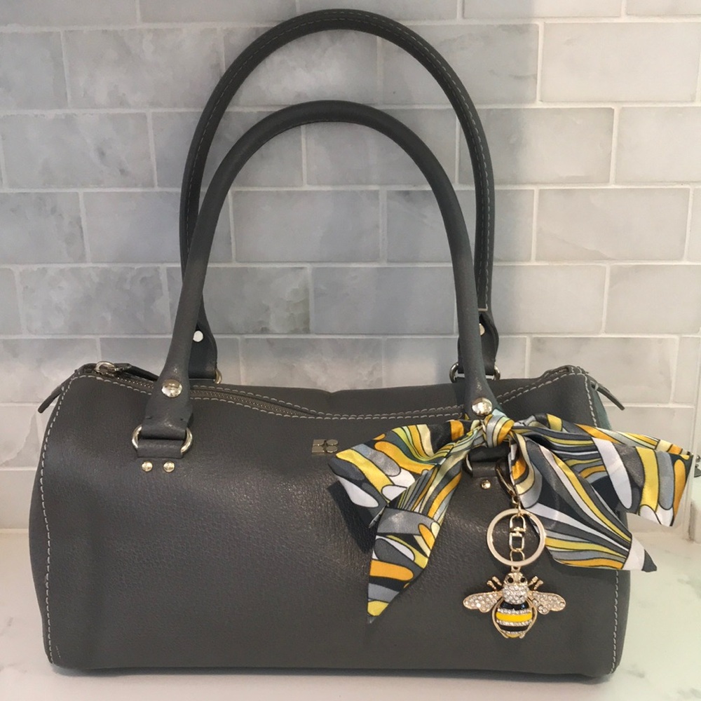 Kate Spade Gray Satchel with Scarf Accent